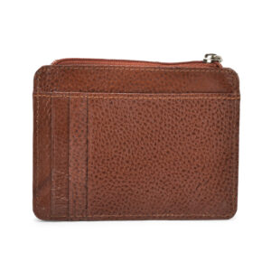 TC - 995 Full Grain Leather Card Holder With Coin Pocket & Zipper Pocket (tan)