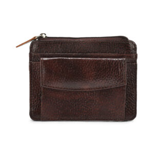 TC - 995 Full Grain Leather Card Holder With Coin Pocket & Zipper Pocket (brown)