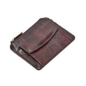 TC - 995 Full Grain Leather Card Holder With Coin Pocket & Zipper Pocket (brown)