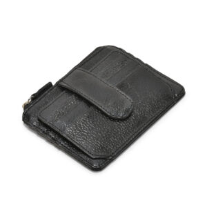 TC - 994 Full Grain Leather Card Holder With Luppi Flap & Zipper Pocket (black)