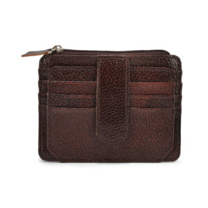 TC - 994 Full Grain Leather Card Holder With Luppi Flap & Zipper Pocket (brown)