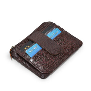 TC - 994 Full Grain Leather Card Holder With Luppi Flap & Zipper Pocket (brown)