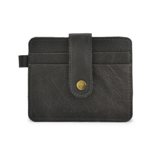 MM-50 Leather Card Holder With Key Ring Loop & Secure Luppi(Black)