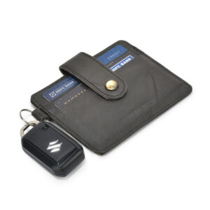 MM-50 Leather Card Holder With Key Ring Loop & Secure Luppi (Brown)