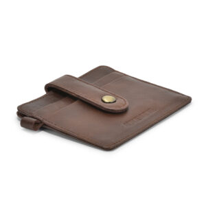 MM-50 Leather Card Holder With Key Ring Loop & Secure Luppi (Tan)