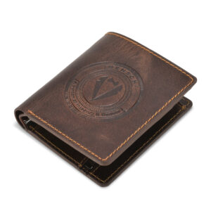 MMMNS - 101 Mensch Premium Vintage Crunch Leather Bi Fold Book Shape Mini Wallet With Small Pen & Zipper Pocket (Brown)