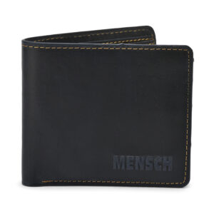 MMMNS-105 Mensch Premium Vintage Crunch Leather With Natural Scars Bi Fold Wallet With Slider Detachable Card Holder Flap (Blue)