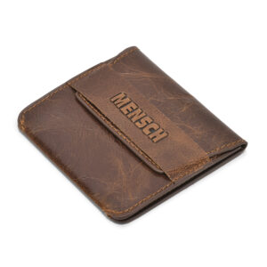 MMMNS-103 Mensch Premium Vintage Crunch Leather With Natural Scars Flap Pouch Card Holder (Tan)