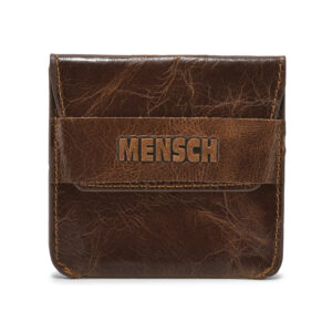 MMMNS-103 Mensch Premium Vintage Crunch Leather With Natural Scars Flap Pouch Card Holder (Brown)