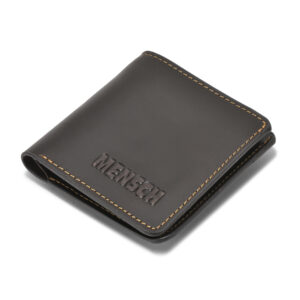 MMMNS-0102 Mensch Premium Vintage Crunch Leather Bi Fold Book Shape Mini Wallet With Card Pocket Maximum Capacity 8 Cards & Back Side Secure Flap Pocket (BROWN)