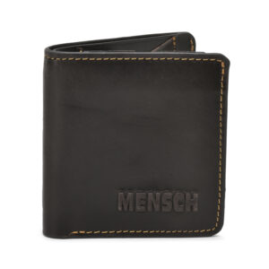 MMMNS-0102 Mensch Premium Vintage Crunch Leather Bi Fold Book Shape Mini Wallet With Card Pocket Maximum Capacity 8 Cards & Back Side Secure Flap Pocket (BROWN)