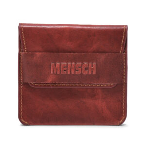 MMMNS-0103 Mensch Premium Vintage Crunch Leather With Natural Scars Flap Pouch Card Holder (Red)