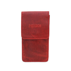 MMMNS - 01 Mensch Crunch Leather Mobile Holster , Blet Pouch For Carry Mobile, Power Bank, Cards (Red)