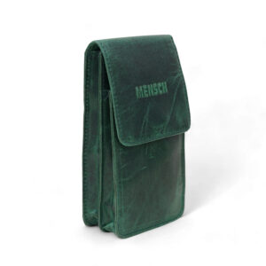 MMMNS - 01 Mensch Crunch Leather Mobile Holster , Blet Pouch For Carry Mobile, Power Bank, Cards (Green)