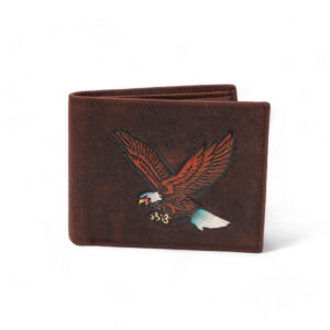 AK-ALFW-237  Eagle Printed Leather Wallet for Men with RFID Protected (Brown)