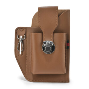 TC-887 Artificial Leather Belt Mobile Holster , Belt Pouch With Single Belt Loop (TAN)