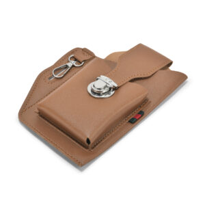 TC-887 Artificial Leather Belt Mobile Holster , Belt Pouch With Single Belt Loop (TAN)