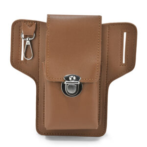 TC-010 Artificial Leather Mobile Holster With Double Belt Loop , Belt Pouch (TAN)