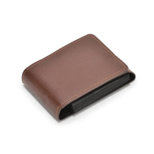 TC-07 Artificial Leather Album Card Holder Secure Flap Tich Lock Vertical Shape (TAN)