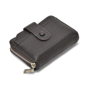 TC-243  Full Grain Artificial Leather Round Chain Card Holder With Luppi Detachable Card (BRN)