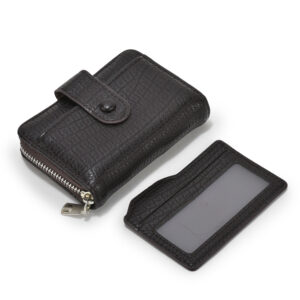 TC-243  Full Grain Artificial Leather Round Chain Card Holder With Luppi Detachable Card (BRN)