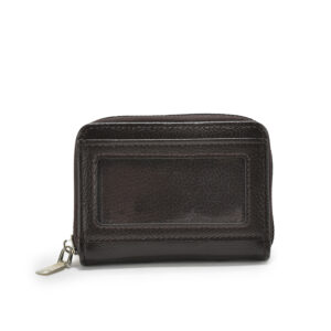 TC-01 Artificial Leather Round Chain Card Holder With Extra ID Slots Horizontal Shape (BRN)