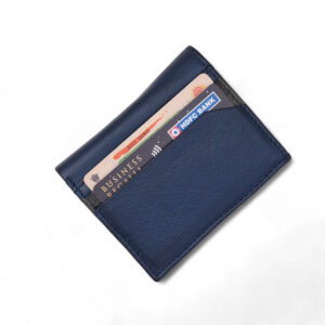 SS Tilt Cut Men's Leather Cardholder Mini Wallet (Blue)