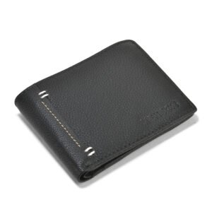 NRSC-12 Men's Leather Wallet Bunai Flap , Coin Pocket , Full Grain Leather (Black)