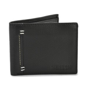 NRSC-12 Men's Leather Wallet Bunai Flap , Coin Pocket , Full Grain Leather (Black)