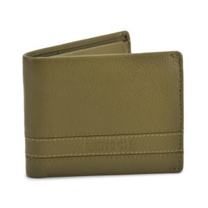 NRSC-12.2 Men's Leather Wallet , RIB , Upper Flap , Coin Pocket , Full Grain's Leather (Green)