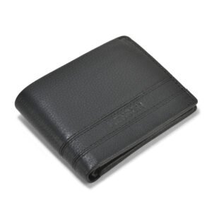 NRSC-12.2 Men's Leather Wallet , RIB , Upper Flap , Coin Pocket , Full Grain's Leather (Black)