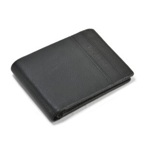 NRSC-12.1 Men's Leather Wallet , RIB , Upper Flap , Full Grain's Leather (Black)