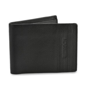 NRSC-12.1 Men's Leather Wallet , RIB , Upper Flap , Full Grain's Leather (Black)